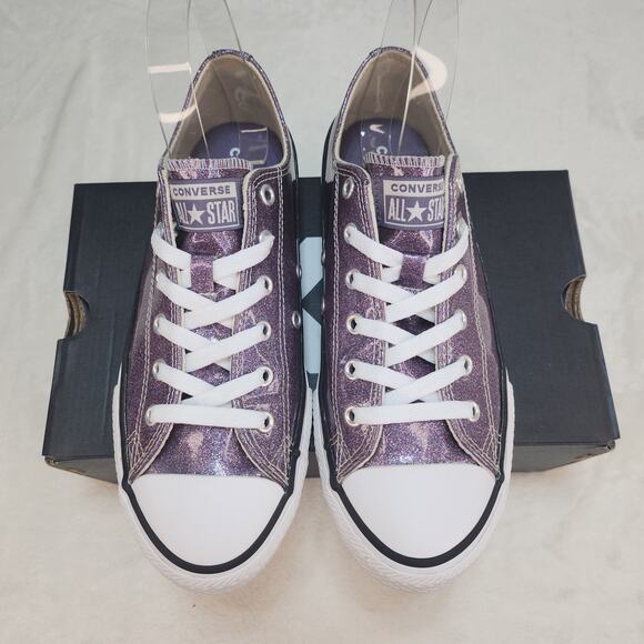 Converse Shoes Juniors 5 Purple Shiny Sparkly Glitter Low Tops Womens 6.5 7 - Picture 4 of 14